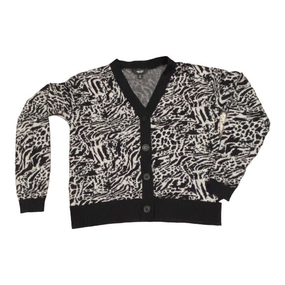 Simply Vera, Vera Wang Cheetah Print Gray & Black Print Cardigan Size XS - Picture 1 of 3